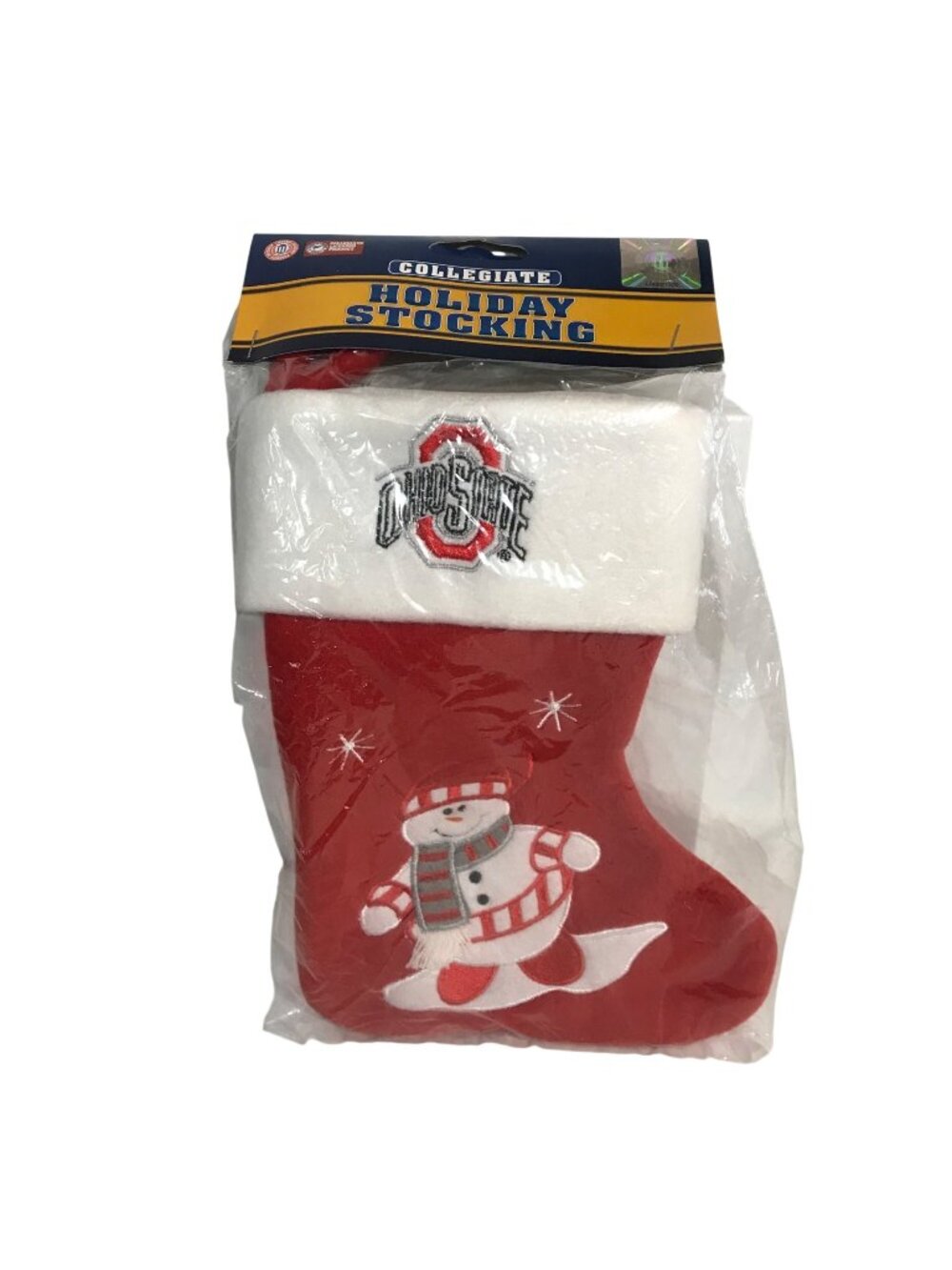 Ohio State Christmas Stocking With Snowman Embroidery 9" Christmas Fan Gift New